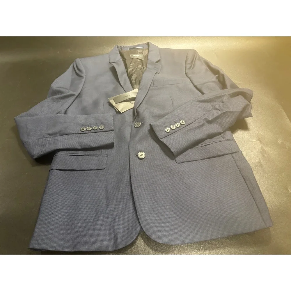 The Kooples Micro Angel Fitted Suit Navy Blue Wool Men's Blazer Size FR 48 $575